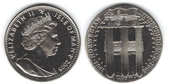 Остров Мэн 1 Крона 2005 Независимость Норвегии