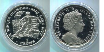 Остров Мэн 1 Крона 2002 Олимпиада Солт Лейк Сити 