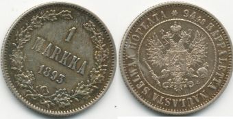 1 Марка Русская Финляндия 1893 год, серебро