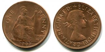 1 Пенни Великобритания 1967 год