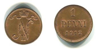 1 Пенни Русская Финляндия 1912 год 