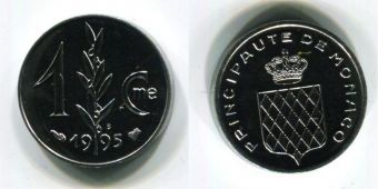 Монако 1 Сантим 1995 год 