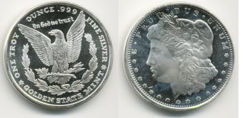1 Тройская Унция Серебра США, Морган