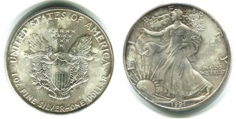 США Доллар 1991 год, Либерти, Серебро унция