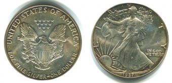 США Доллар 1987 год, Либерти, Серебро унция