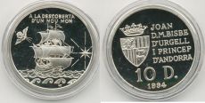 Андорра 10 Динер 1994 Парусник Серебро