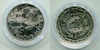 10 Евро Франция 2011 Рона - Альпы Серебро