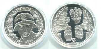 Польша 10 злотых 2004 Варшавское восстание