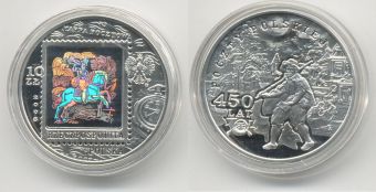 Польша 10 злотых 2008 450 лет Польской почте