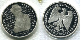 10 Марок Германия 1997 Генрих Гейне