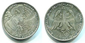 10 Марок Германия 1999 Гёте
