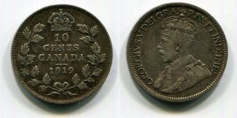Канада 10 Центов 1919 