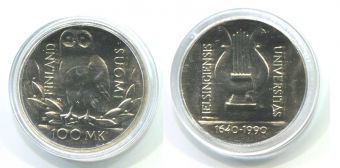 100 Марок Финляндия 1990 Университет Хельсинки