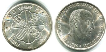 Испания 100 Песет 1966 Франко