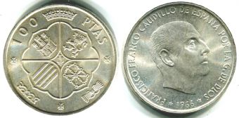 Испания 100 Песет 1966 Франко