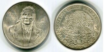 Мексика 100 Песо 1977 год 