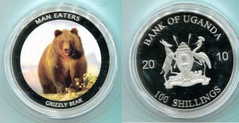 Уганда 100 Шиллингов 2010 Хищники Медведь Гризли