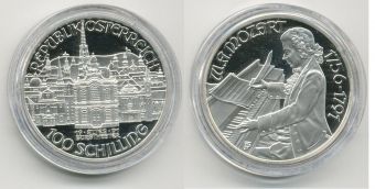 Австрия 100 Шиллингов 1991 Моцарт