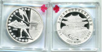 Корея 1000 Вон 2008 Олимпиада Ванкувер Лыжи