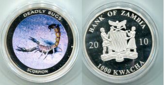 Замбия 1000 Квача 2010 Смертельные Насекомые Скорпион