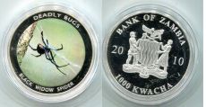 Замбия 1000 Квача 2010 Смертельные Насекомые Чёрная Вдова