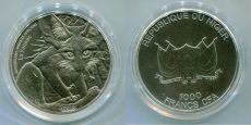 Нигер 1000 Франков 2013 Лиса Серебро