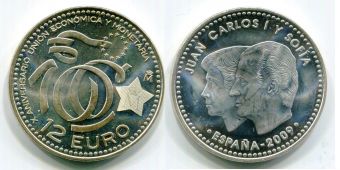 12 Евро Испания 2009 10 лет Валютному союзу