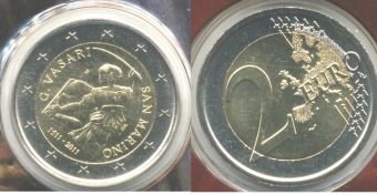 2 Евро Сан-Марино 2011 500 лет со дня рождения Джорджо Вазари