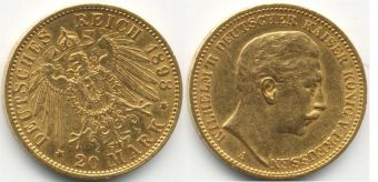 20 Марок Германия 1898 Золото