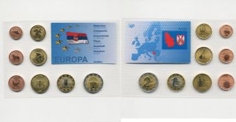 Набор пробных монет Евро Сербия
