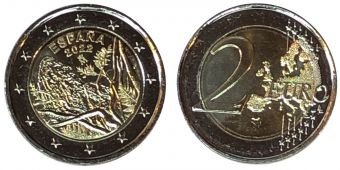 Монета 2 Евро Испании 2022 года - Национальный парк Гарахонай