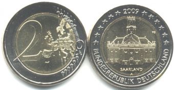 2 Евро Германия 2009 A церковь Людвига, Саарланд 