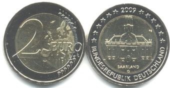 2 Евро Германия 2009 G церковь Людвига, Саарланд 