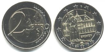 2 Евро Германия 2010 F городская Ратуша, Бремен