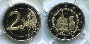 2 Евро Ватикан 2016 Жандармерия Ватикана Пруф