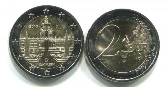 2 Евро Германия 2016 D Саксония