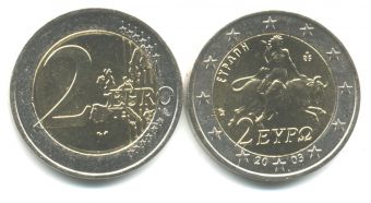 2 Евро Греция 2003 Похищение Европы, Девушка на Быке