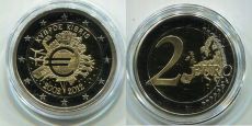 2 Евро Кипр 2012 10 лет наличному Евро Пруф (2) 