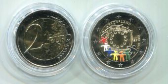 2 Евро Нидерланды 2015 30 лет флагу Цветная (1)