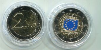 2 Евро Нидерланды 2015 30 лет флагу Цветная (1)