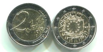 2 Евро Нидерланды 2015 30 лет флагу