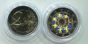 2 Евро Нидерланды 2015 30 лет флагу Цветная (1)