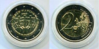 2 Евро Сан-Марино 2008 Европейский год межкультурного диалога (монета в капсуле)