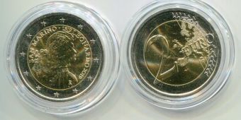 2 Евро Сан-Марино 2019 Леонардо Да Винчи (монета в капсуле)