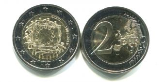 2 Евро Эстония 2015 30 лет флагу