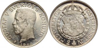 2 Кроны Швеция 1940 год