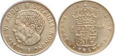 2 Кроны Швеция 1954 год 
