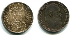 2 Марки Германия 1911 D Бавария Серебро     