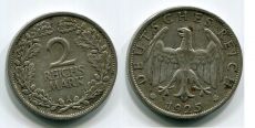 2 Марки Германия 1925 Веймар Серебро   