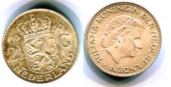 Нидерланды 2,5 Гульдена 1960 год